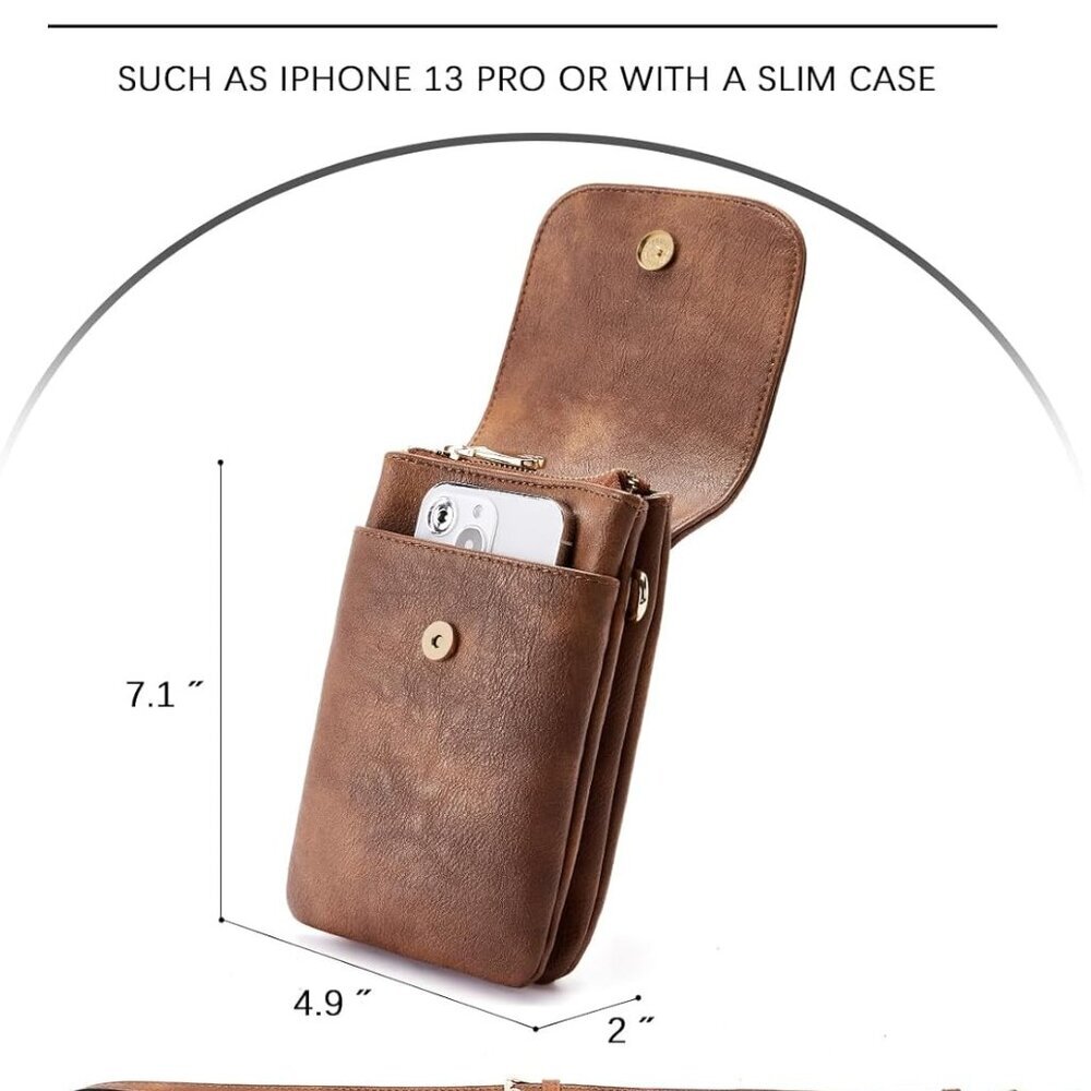 Chic Vegan Leather Crossbody Bag for Women - Stylish Phone Purse with Adjustable - Picture 5 of 7